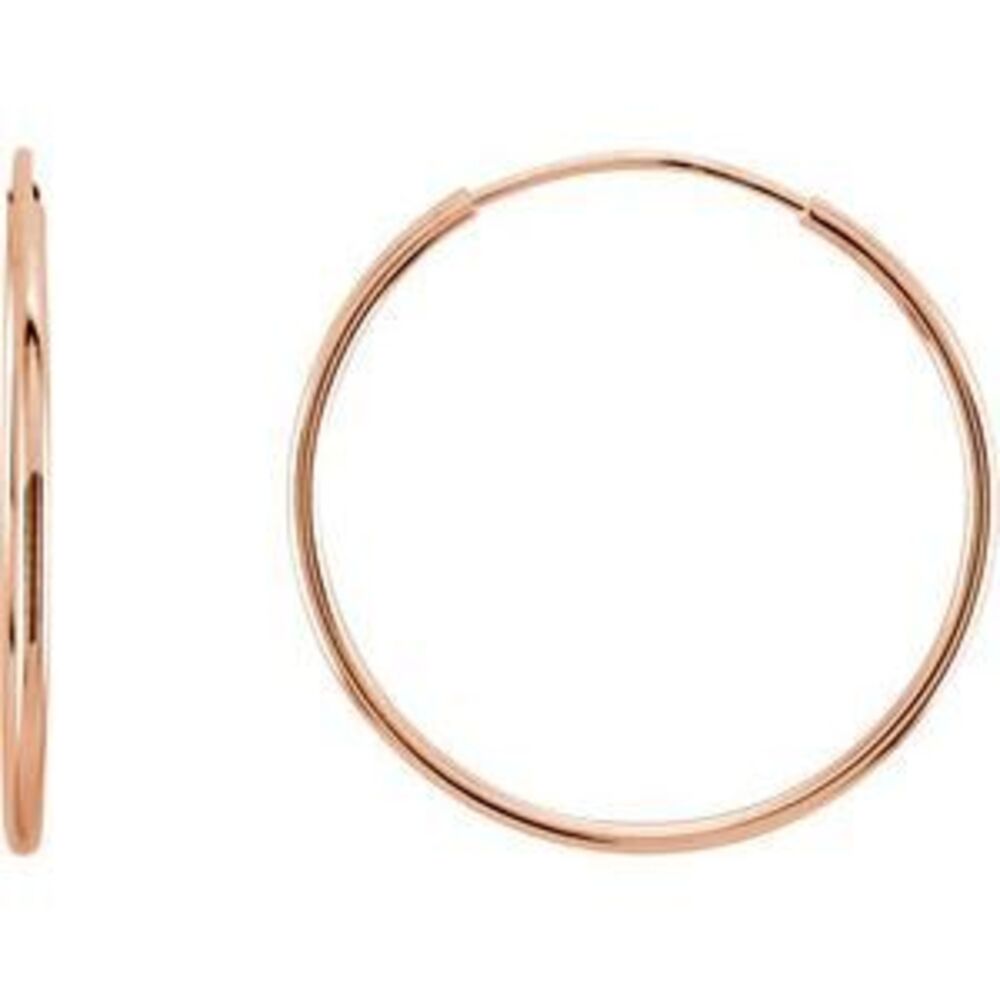14k Rose Gold Endless Hoop Earrings Jewelry For Gift - 20mm